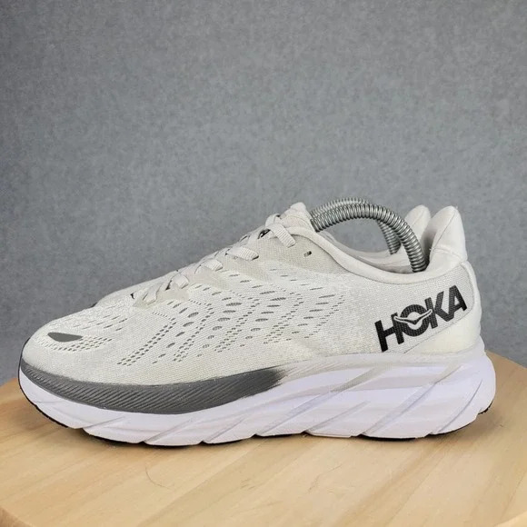 Hoka One One Clifton 8 Mens Running Shoes White Nimbus Cloud Road Trainers - Picture 1 of 10